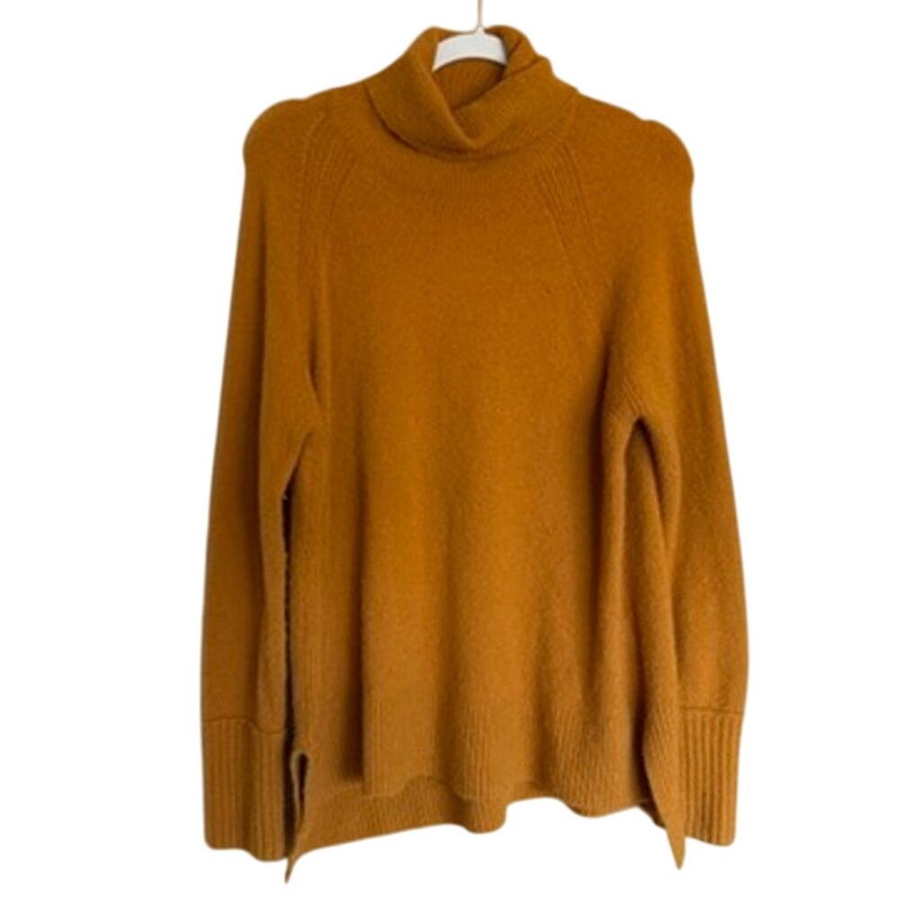 J. Crew Mustard Orange Yellow Knit Turtleneck Sweater Size S Fall Cozy Casual